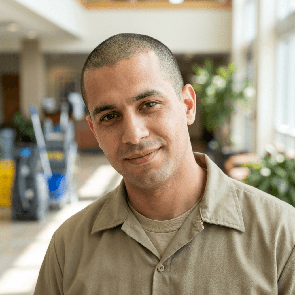 Male customer in his late 40s, Black, friendly approachable appearance